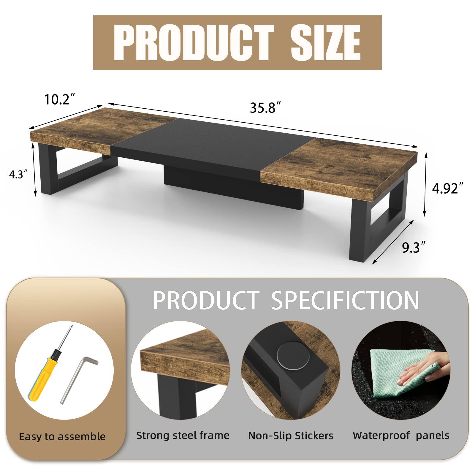 **PRODUCT SIZE**  
10.2" x 35.8" x 4.3" x 4.92" x 9.3"

**PRODUCT SPECIFICATION**  
- Easy to assemble  
- Strong steel frame  
- Non-Slip Stickers  
- Waterproof panels