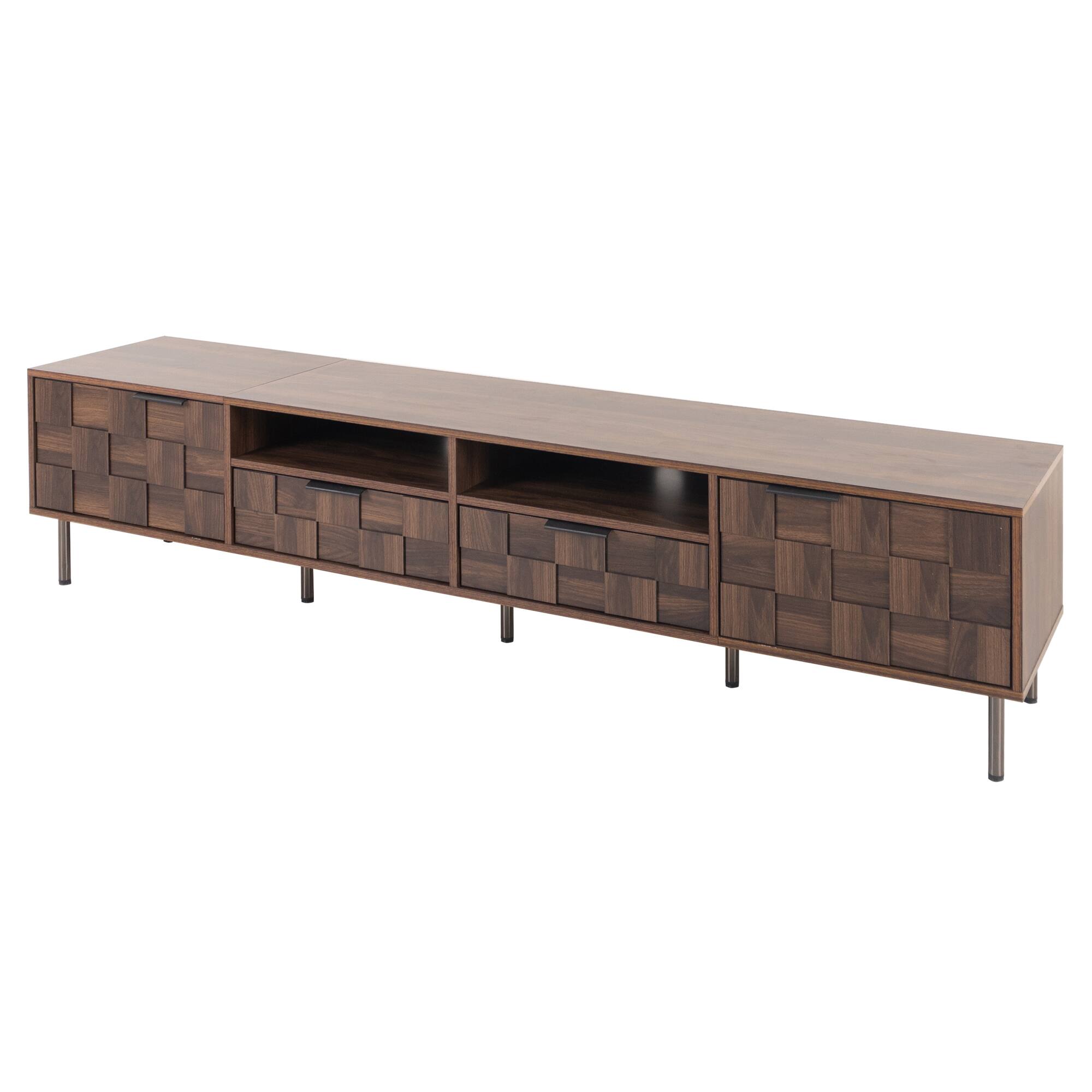 Alt View 5. Z-Edge - Mid Century TV Stand with 2 Drawers, Media Console for TVs up to 85'', Entertainment Center with Storage for Living Room - Dark Brown.