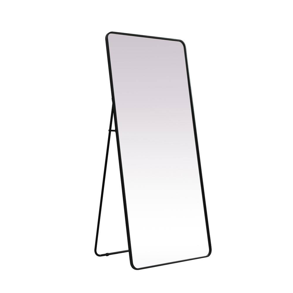 Alt View 2. Elegant Decor - Soft Corner Metal Rectangle Mirror 32x72 Inch in Black - Black.