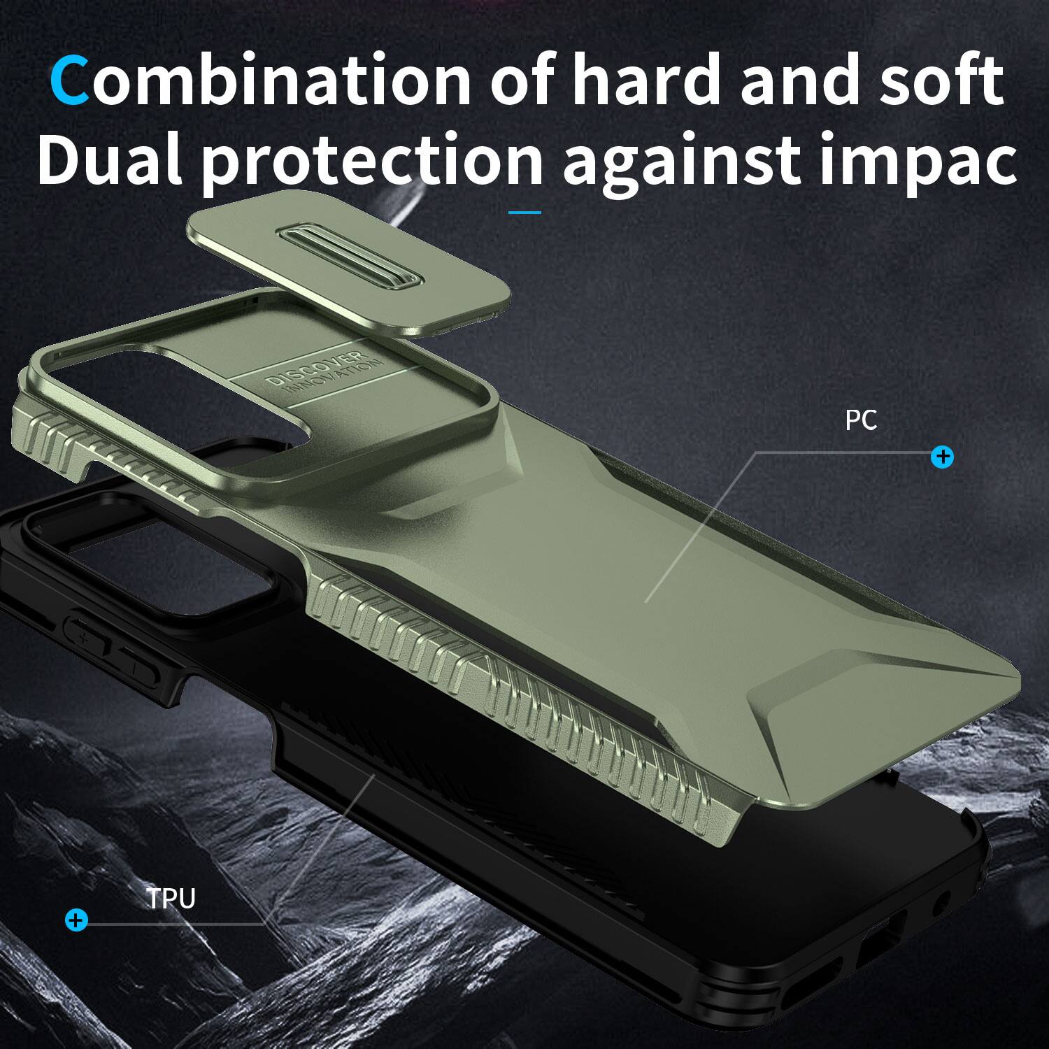 Combination of hard and soft Dual protection against impact

INNOVATION

PC

TPU