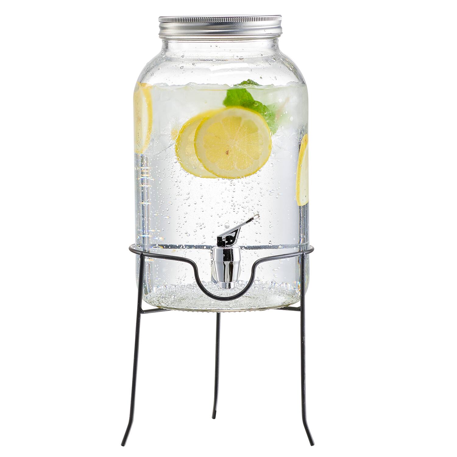 Angle. Style Setter - Orchard Hill Beverage Dispenser With Wire Stand 1 GAL - Clear.