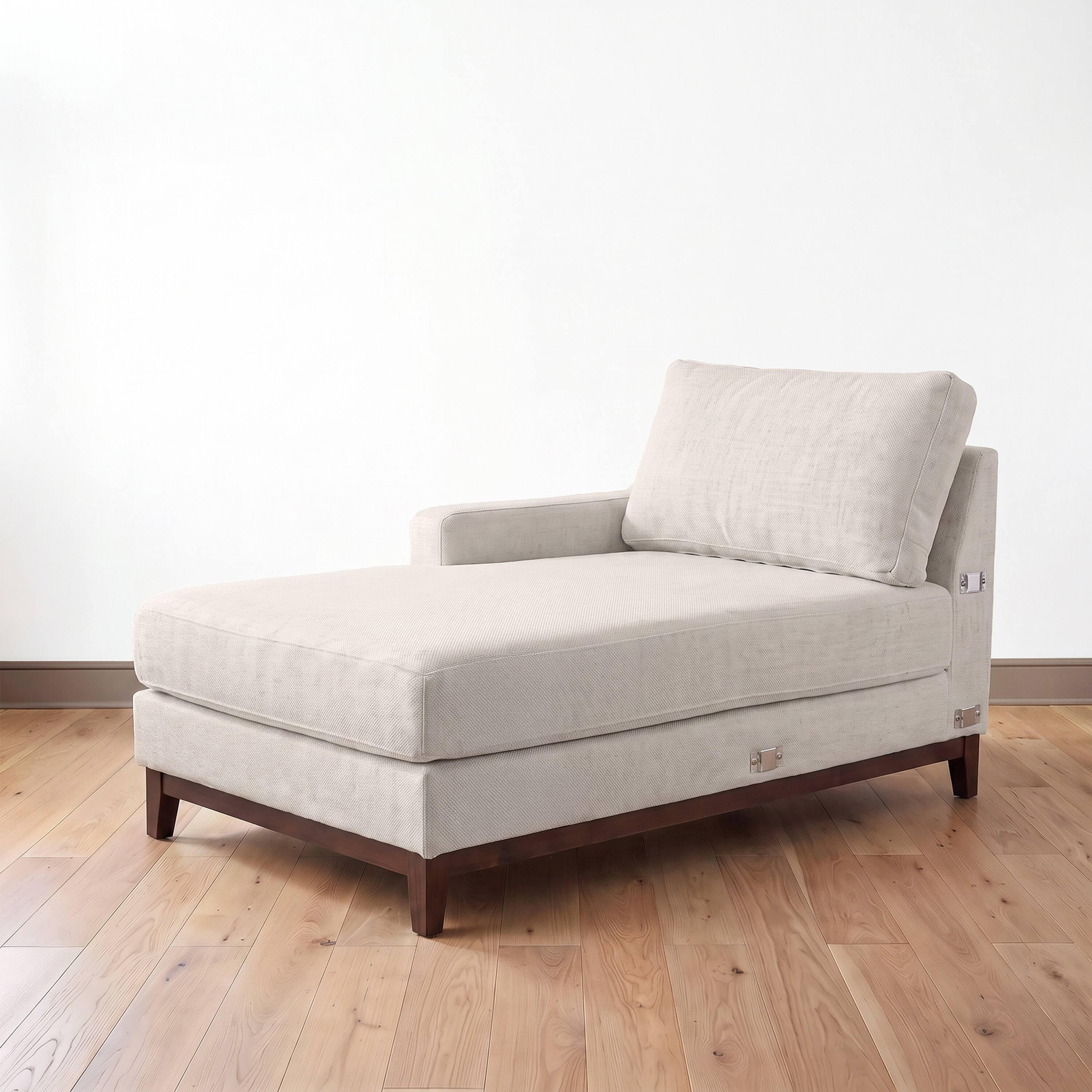 Front. Martha Stewart - Bedford Modular Sectional Left Arm Chaise Unit, Upholstered Sofa Component with Solid Wood Frame and Tapered Legs - Ivory.