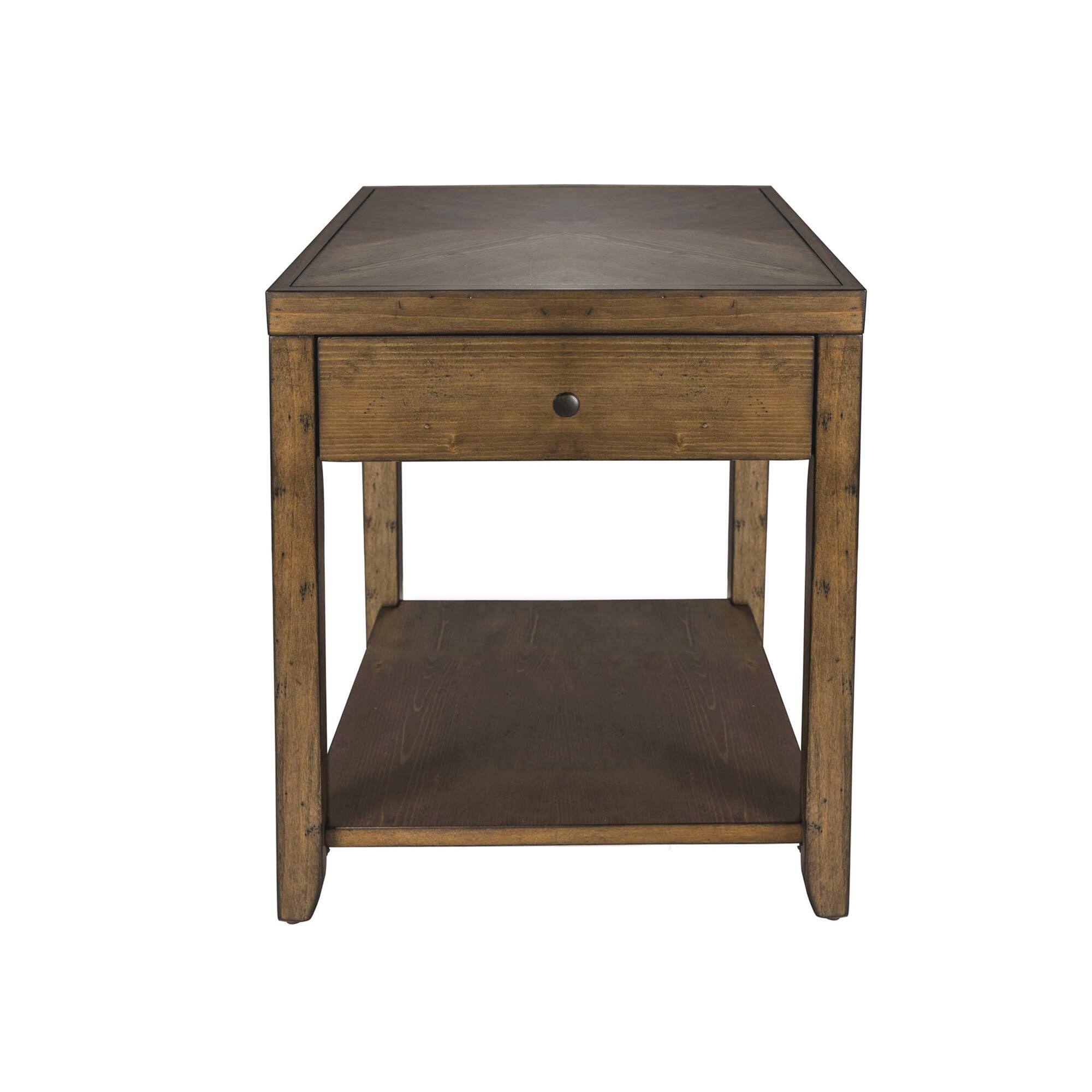 Left. Liberty Furniture Industries - Mitchell End Table in Nutmeg - Brown.
