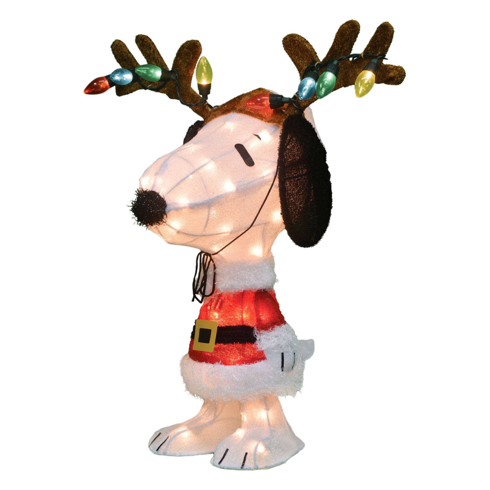 Front. ProductWorks - ProductWorks Peanuts 26" Snoopy Santa Coat & Antlers Prelit Christmas Yard Decor - Multicolor.