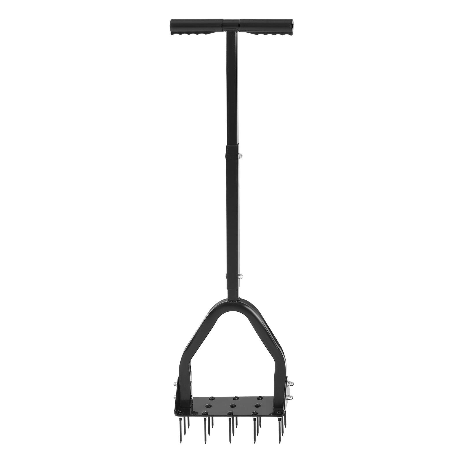Alt View 5. VEVOR - Lawn Aerator,9.2 in Manual Core Aerator Tool with 15 Iron Spikes,Long Handle & Wide Plate,Heavy Duty Grass Aeration Tool - Black.