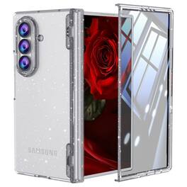 Dteck - for Samsung Galaxy Z Fold8 Ultra Case with Built-in Screen Protector, Full Hinge Protection,Rugged PC Glossy Clear Cover - Glitter