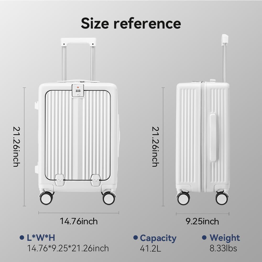 Size reference: 21.26inch 14.76inch 9.25inch  
L*W*H: 14.76*9.25*21.26inch  
Capacity: 41.2L  
Weight: 8.33lbs