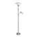 Angle. Lalia Home - Torchiere 800lm Floor Lamp with Reading Light and Marble Glass Shades - Brushed Nickel/White Shade.