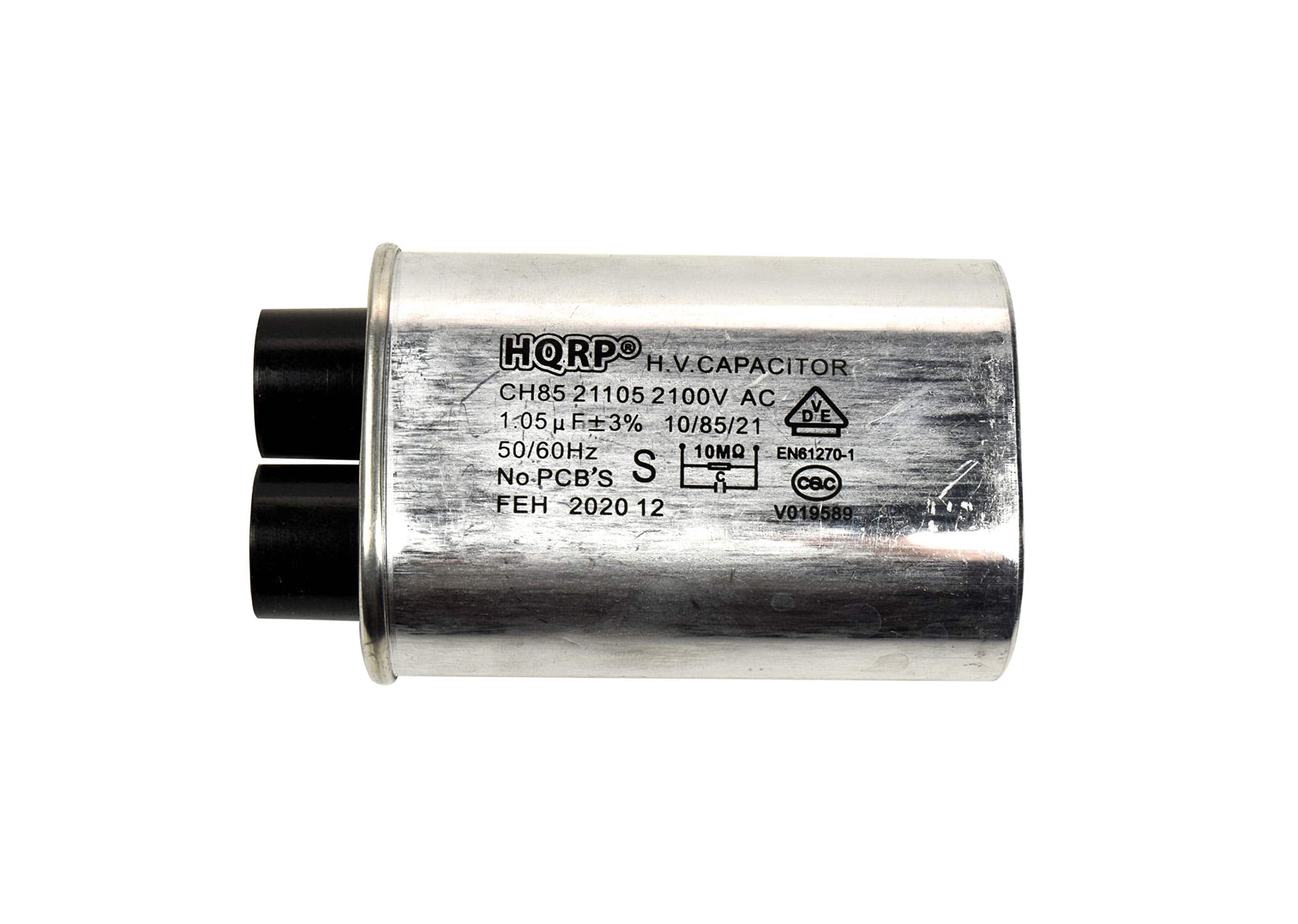 HQRP - Microwave High Voltage Capacitor 1.05 uF 2100 V - 3/16 in terminals for Amana GE Kenmore Whirlpool Electrolux