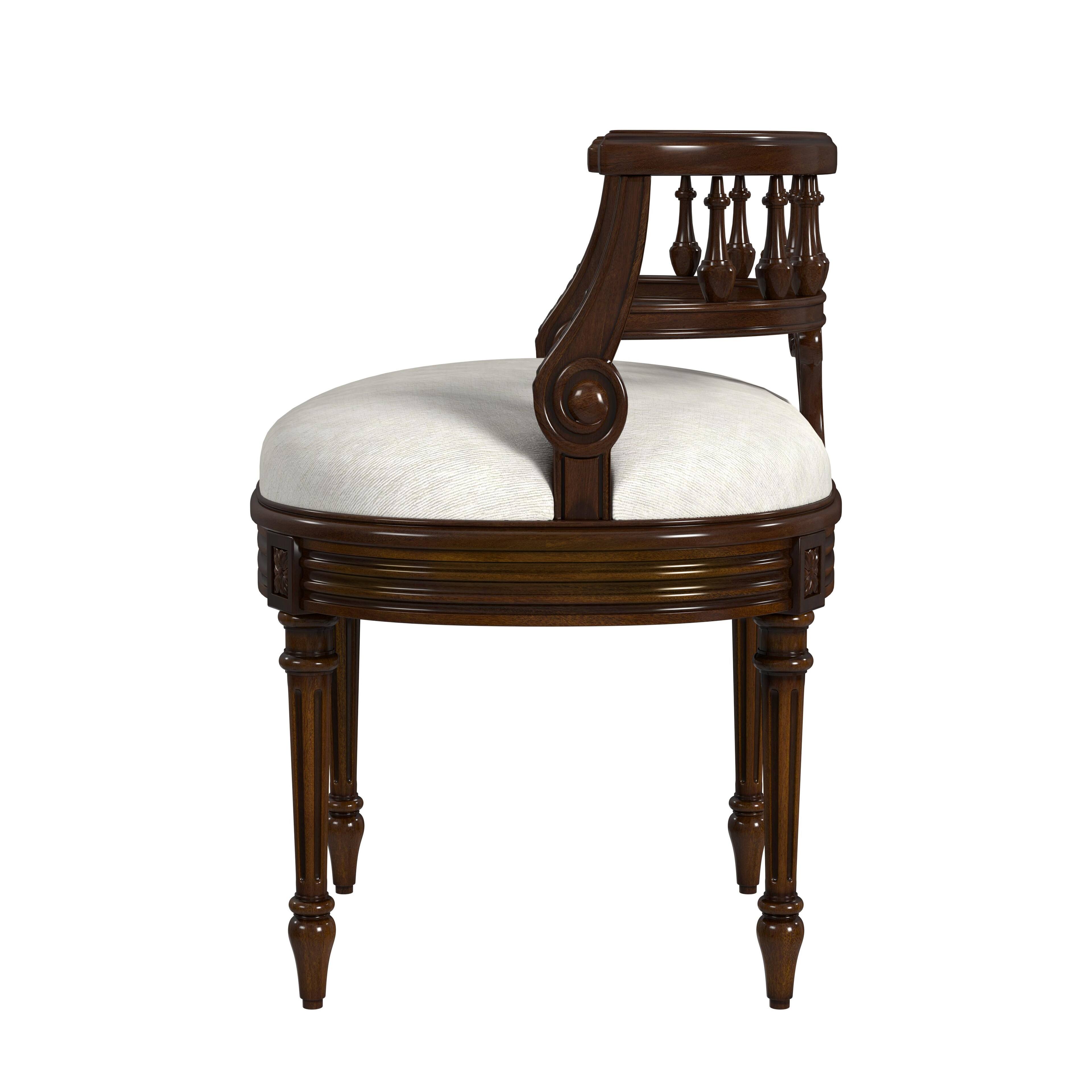 Alt View 6. Butler Specialty - Hathaway 22.5 in. W Oval Upholstered and Wood Traditional Vanity Seat - Medium Brown.