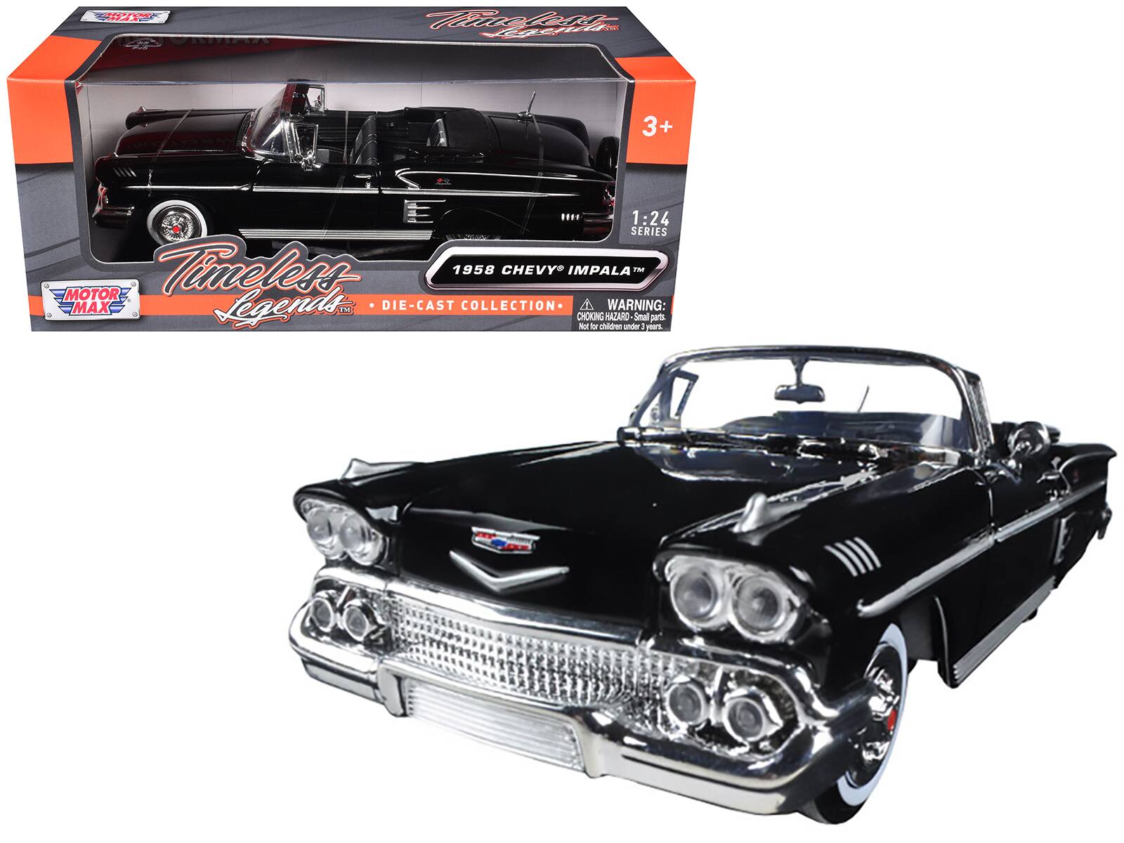 1958 Chevrolet Impala Convertible Black 1/24 Diecast Model Car by Motormax price history on PriceWatchPro