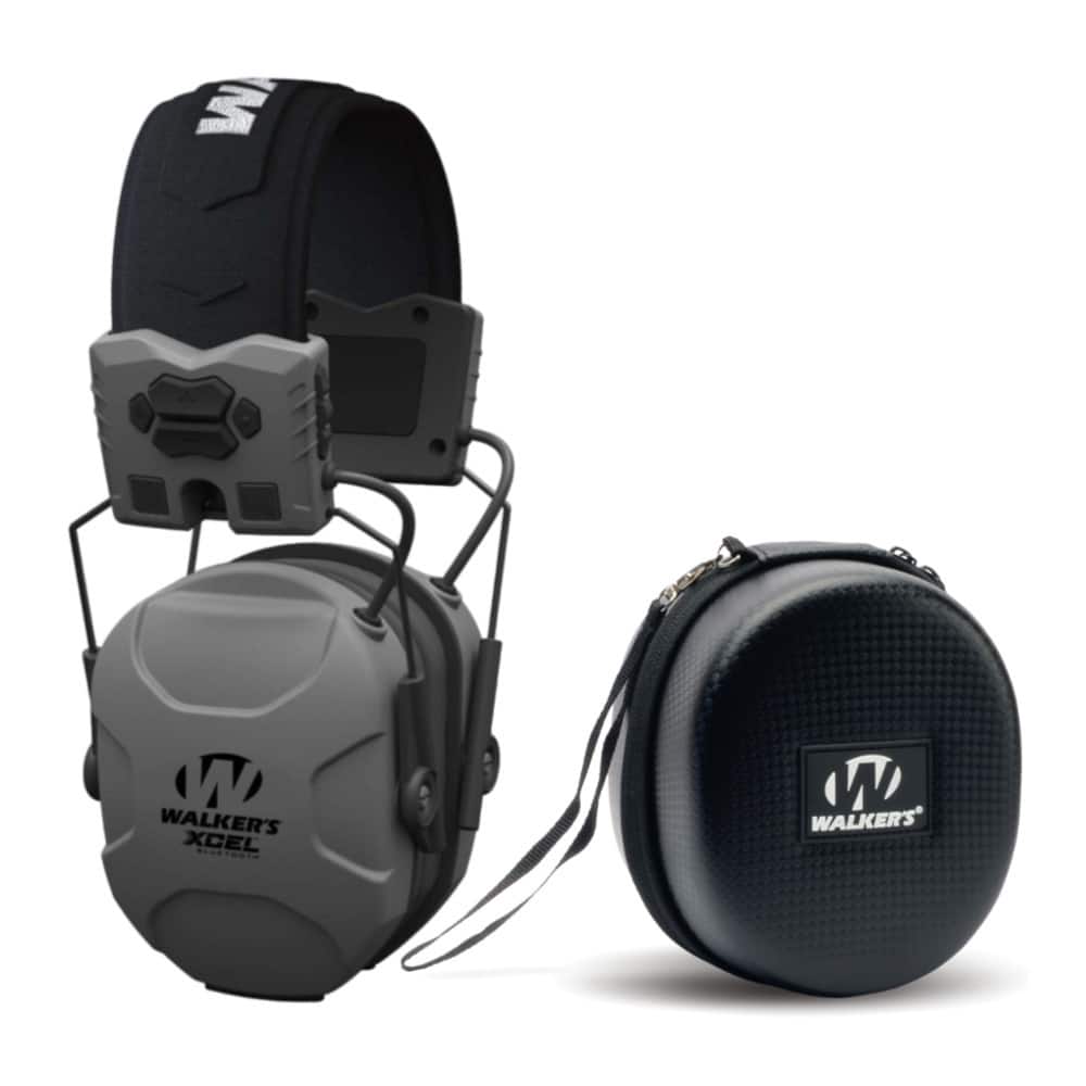 Walkers - Walker's XCEL 500BT Digital Electronic Muff with Protective Case Bundle - Gray