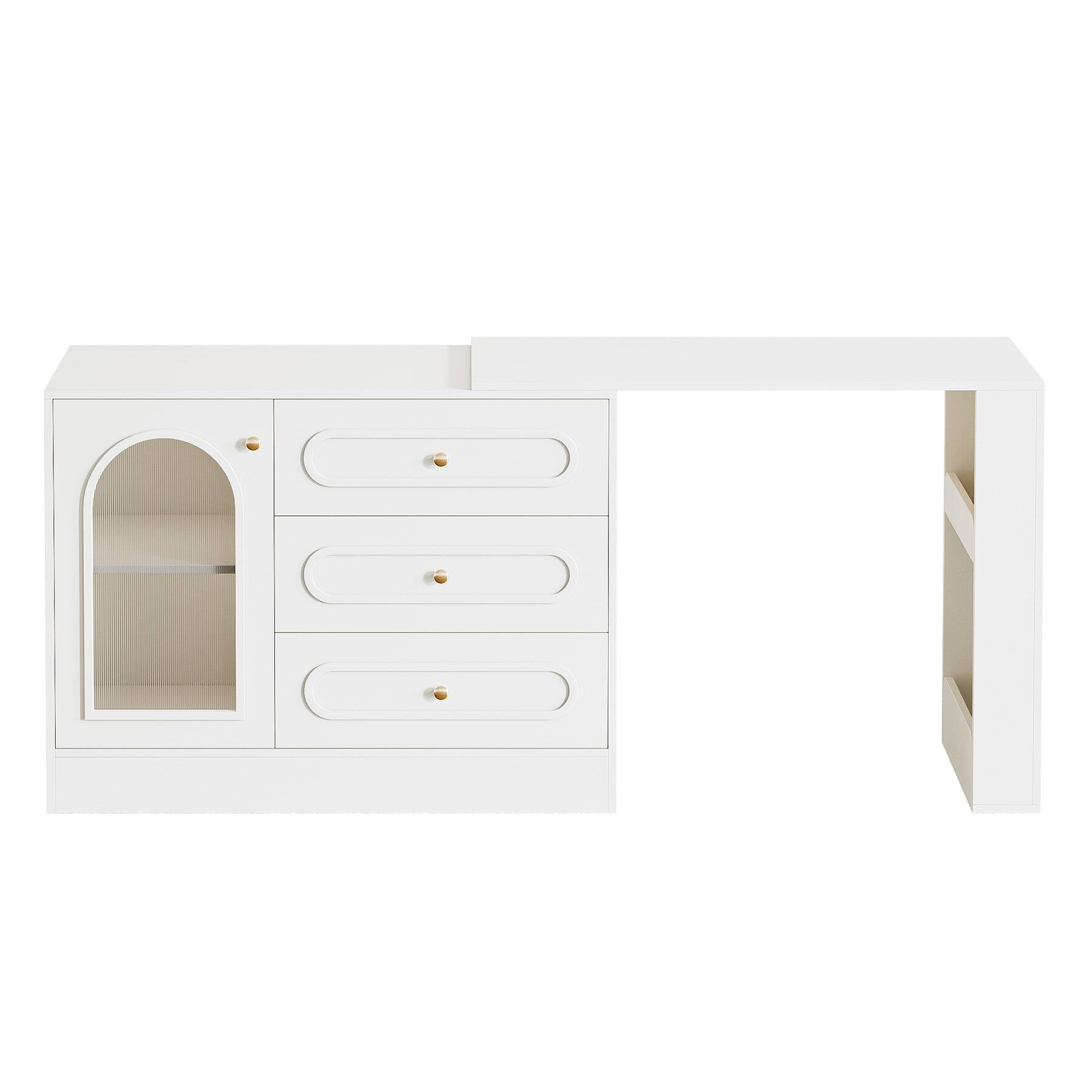 Alt View 2. Kadyn - Kadyn Stylish Dressing Table with Drawers, Modern Makeup Desk for Bedroom, Home Decor Vanity Storage, White - White.
