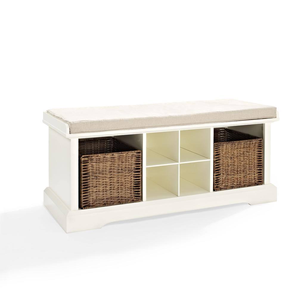 Left. Crosley Furniture - Brennan Entryway Storage Bench - Bench - White.