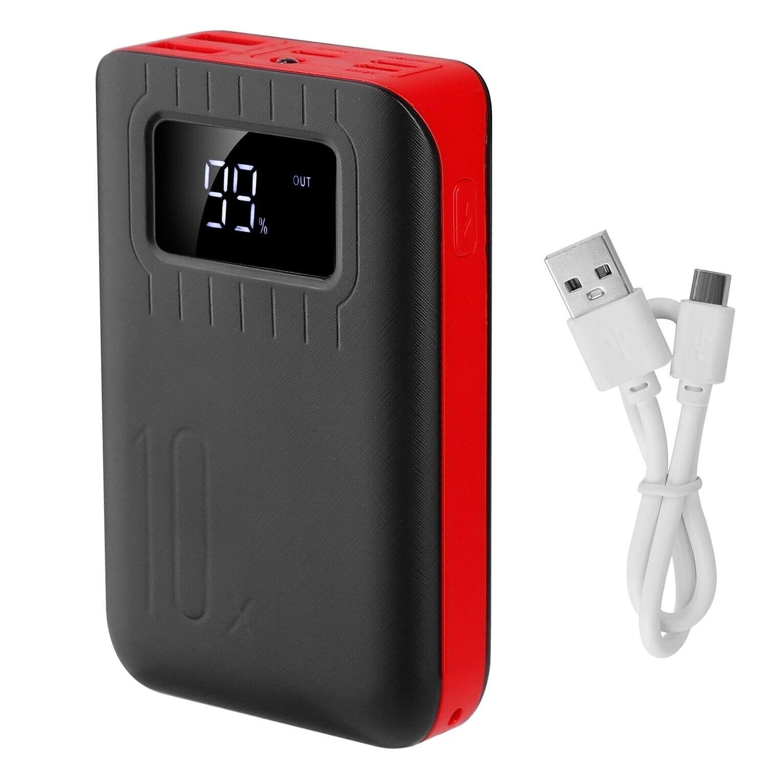 Stock Preferred - 10000mAh Dual-Port Portable Charger Power Bank Red & Black - Red,Black