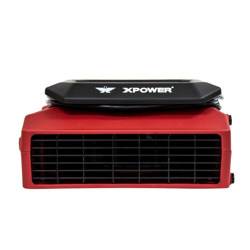 Back. XPOWER - PL-700A 1/3 HP 1050 CFM 3 Speed Low Profile, Floor Fan, Carpet Dryer - Red - Red.