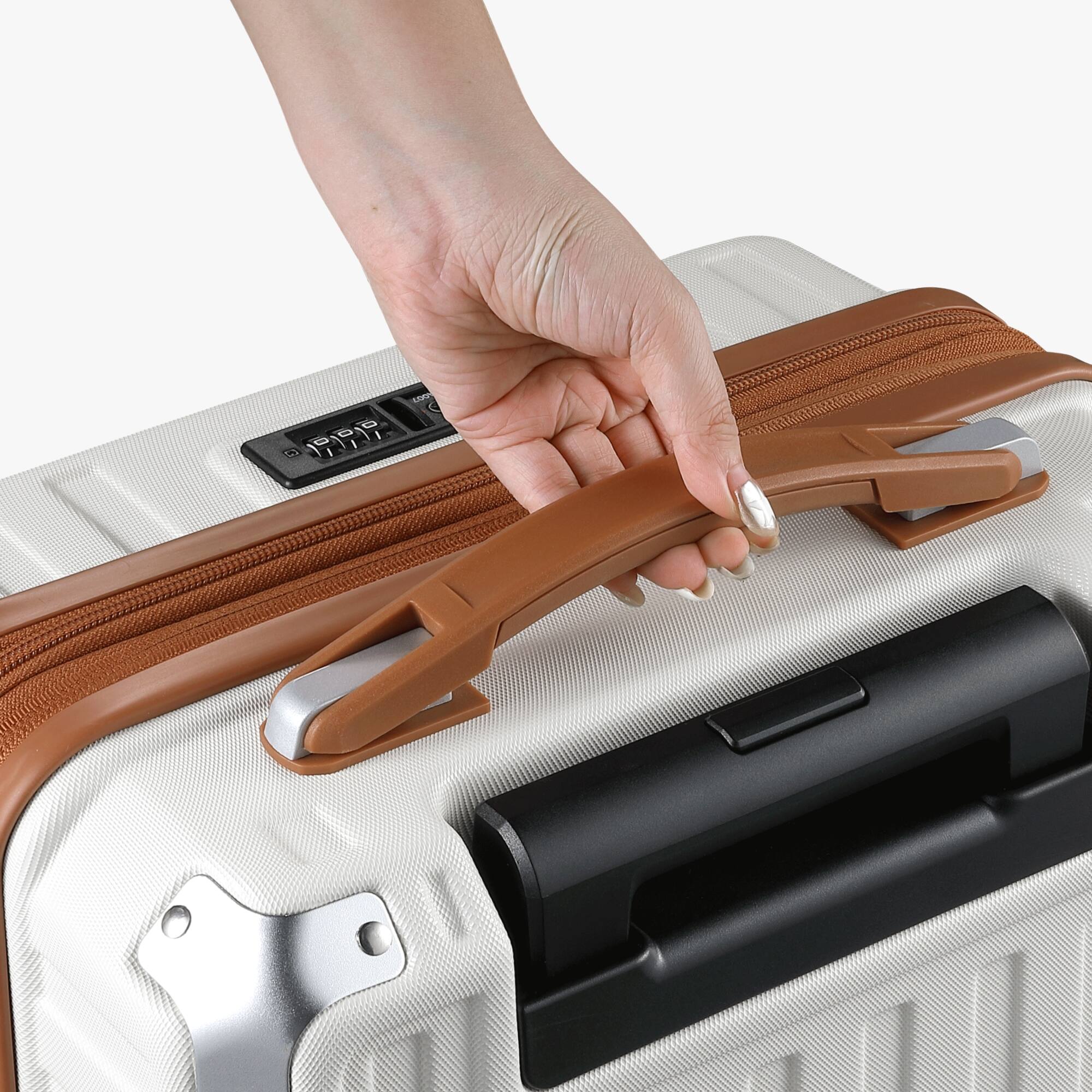 Alt View 1. LUGGEX - LUGGEX 20Inch Carry On PC Expandable Hard Shell Spinner Suitcase , Silver White - White.