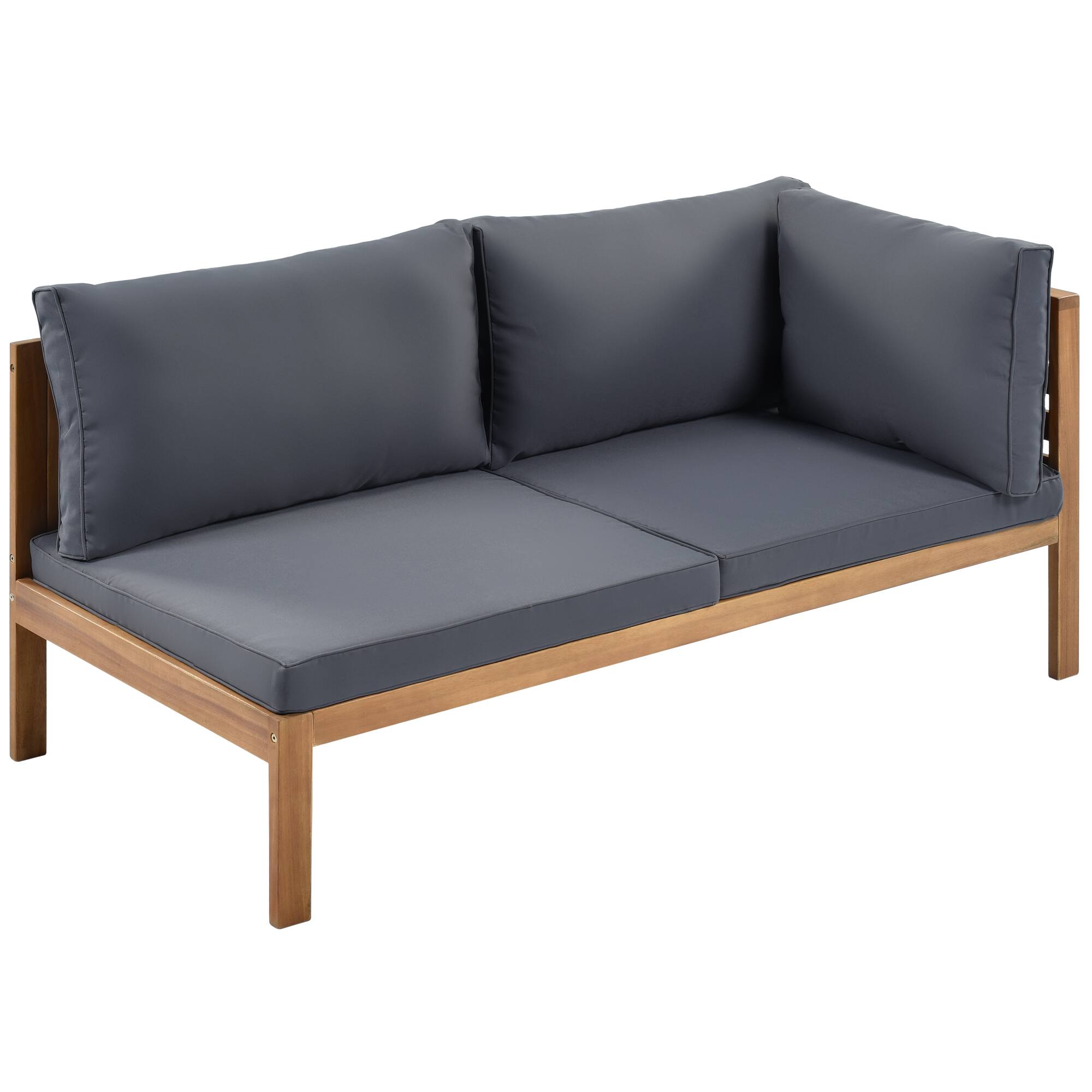 Alt View 1. Whisen - Acacia Wood Outdoor Sofa Set with Coffee Table, Modular Patio Seating for Garden, Balcony, Gazebo - Gray.