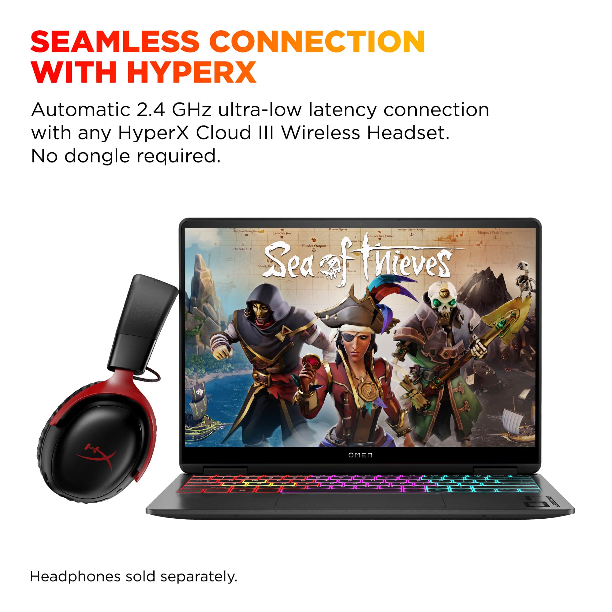 Seamless Connection with HyperX: Automatic 2.4 GHz ultra-low latency connection with any HyperX Cloud III Wireless Headset. No dongle required. Headphones sold separately.