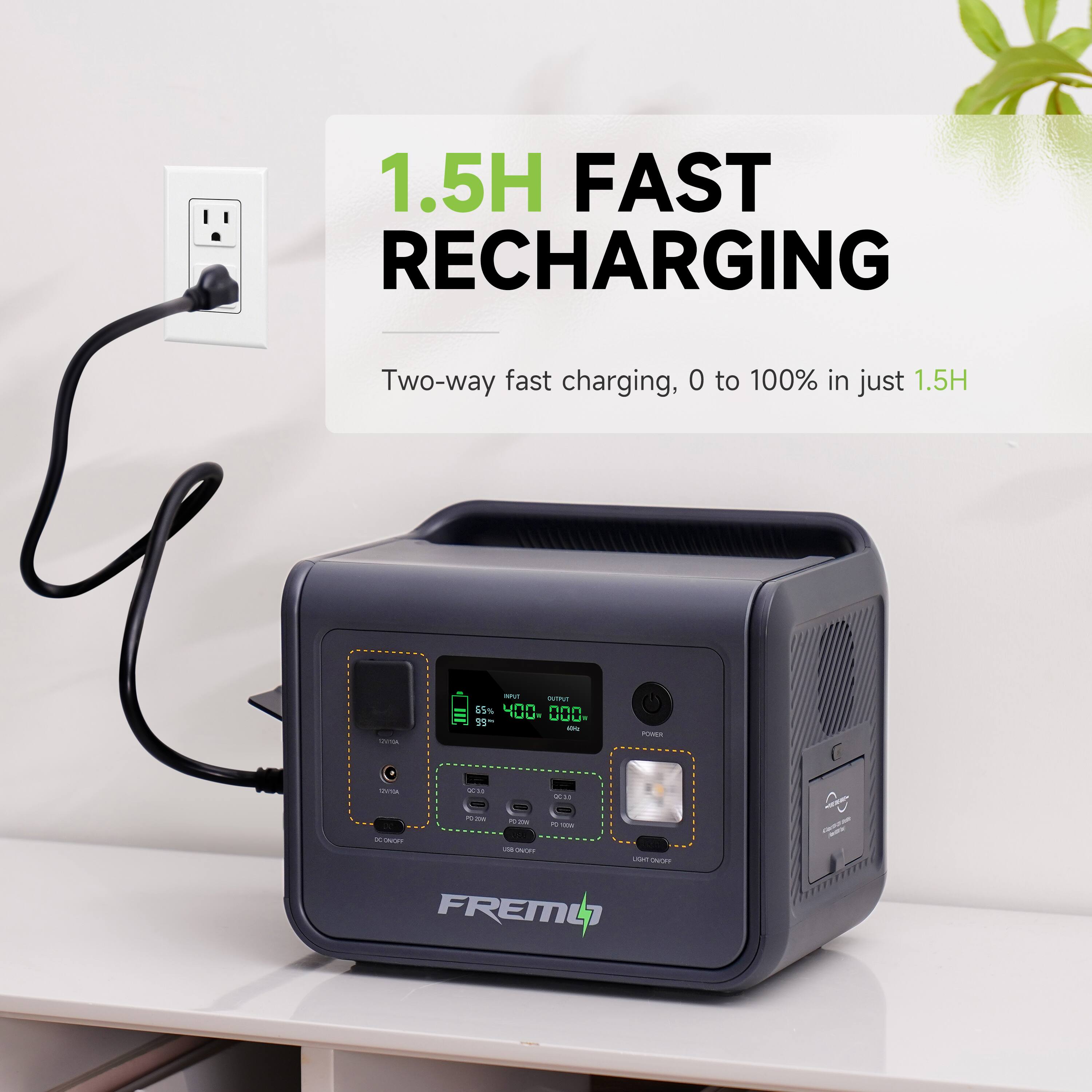 1.5H FAST RECHARGING

Two-way fast charging, 0 to 100% in just 1.5H