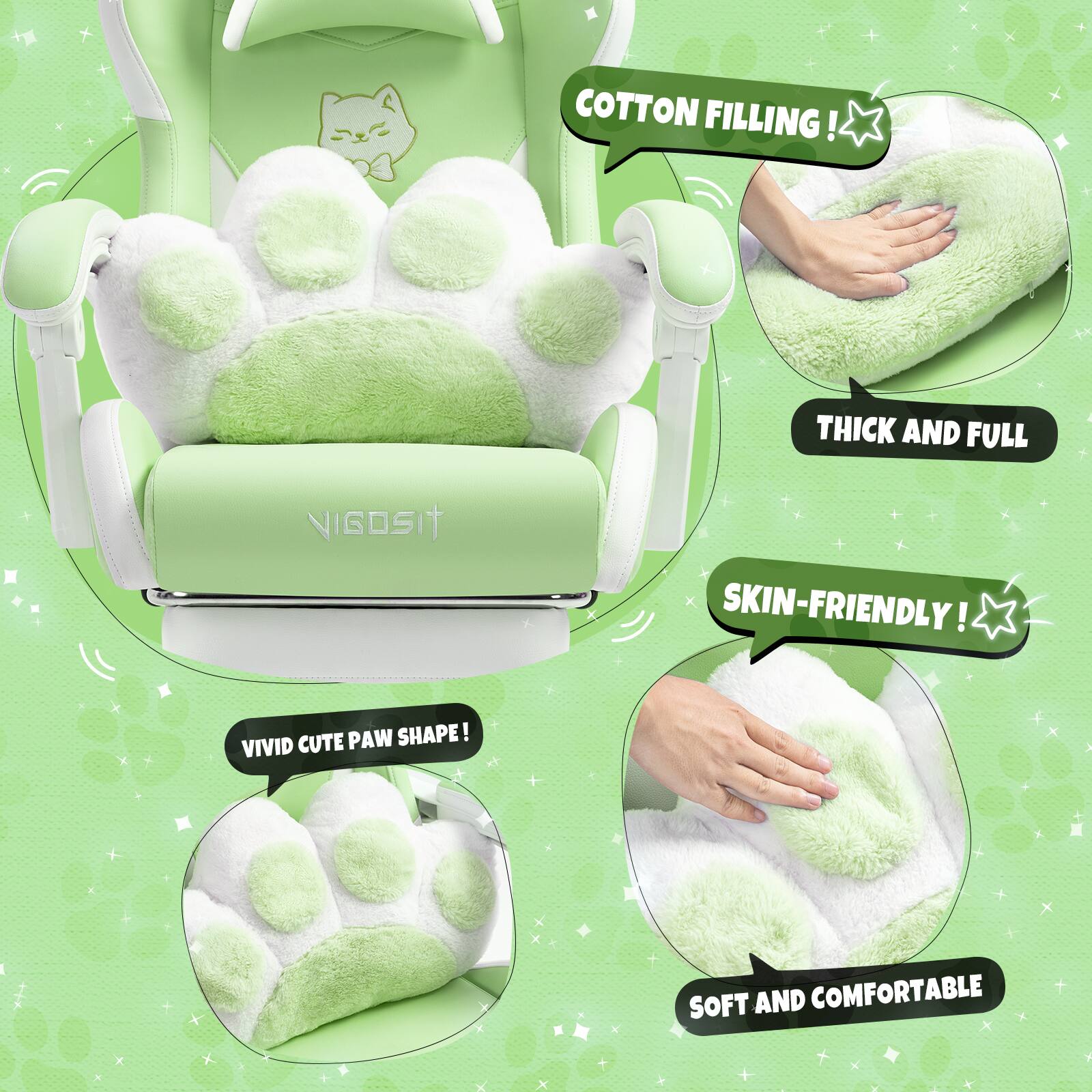 - Cotton Filling!
- Thick and Full
- Skin-Friendly!
- Vivid Cute Paw Shape!
- Soft and Comfortable