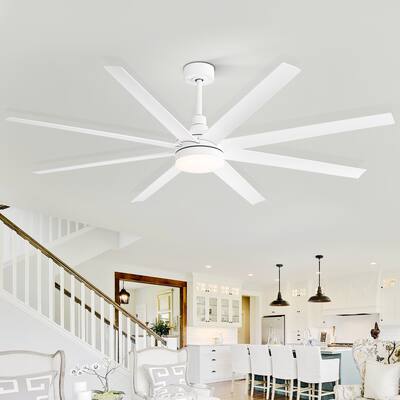 Breezary 72'' Large Ceiling Fan with 3 Color LED Light, 6