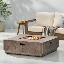TinyHomie - WELLINGTON SQUARE IRON WOOD PATTERN FIRE PIT Tank Outside