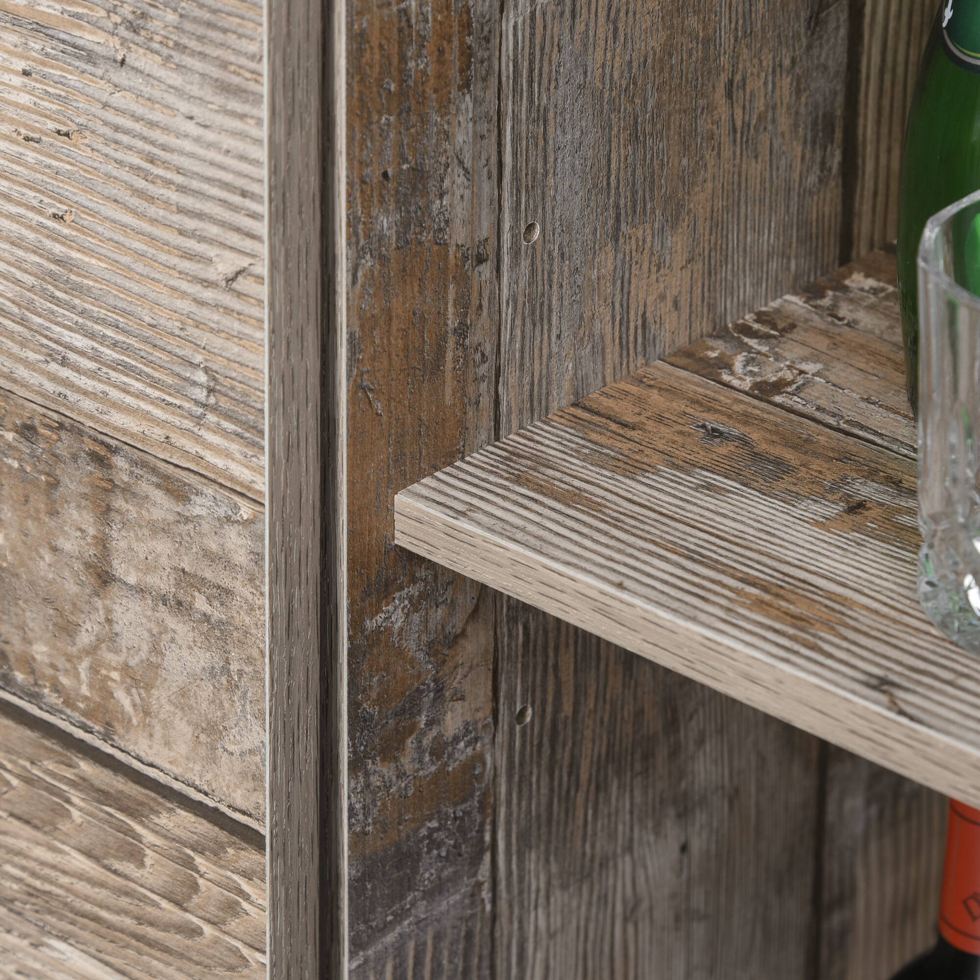 Alt View 5. Homcom - Freestanding Rustic Kitchen Buffet with Hutch, Pantry Storage Cabinet with Sliding Barn Door, Adjustable Shelf - Vintage wood grain.