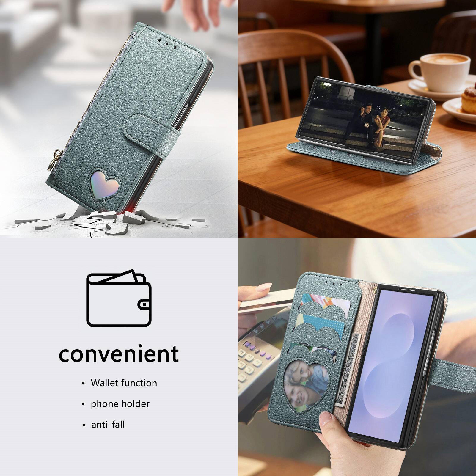 convenient  
- Wallet function  
- phone holder  
- anti-fall