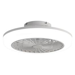 HOMLUX - 18 Inch Enclosed Ceiling Fan with Light and Remote, Flush Mount Bladeless Modern Low Profile Ceiling Fan - White