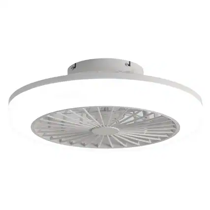Front. HOMLUX - 18 Inch Enclosed Ceiling Fan with Light and Remote, Flush Mount Bladeless Modern Low Profile Ceiling Fan - White.