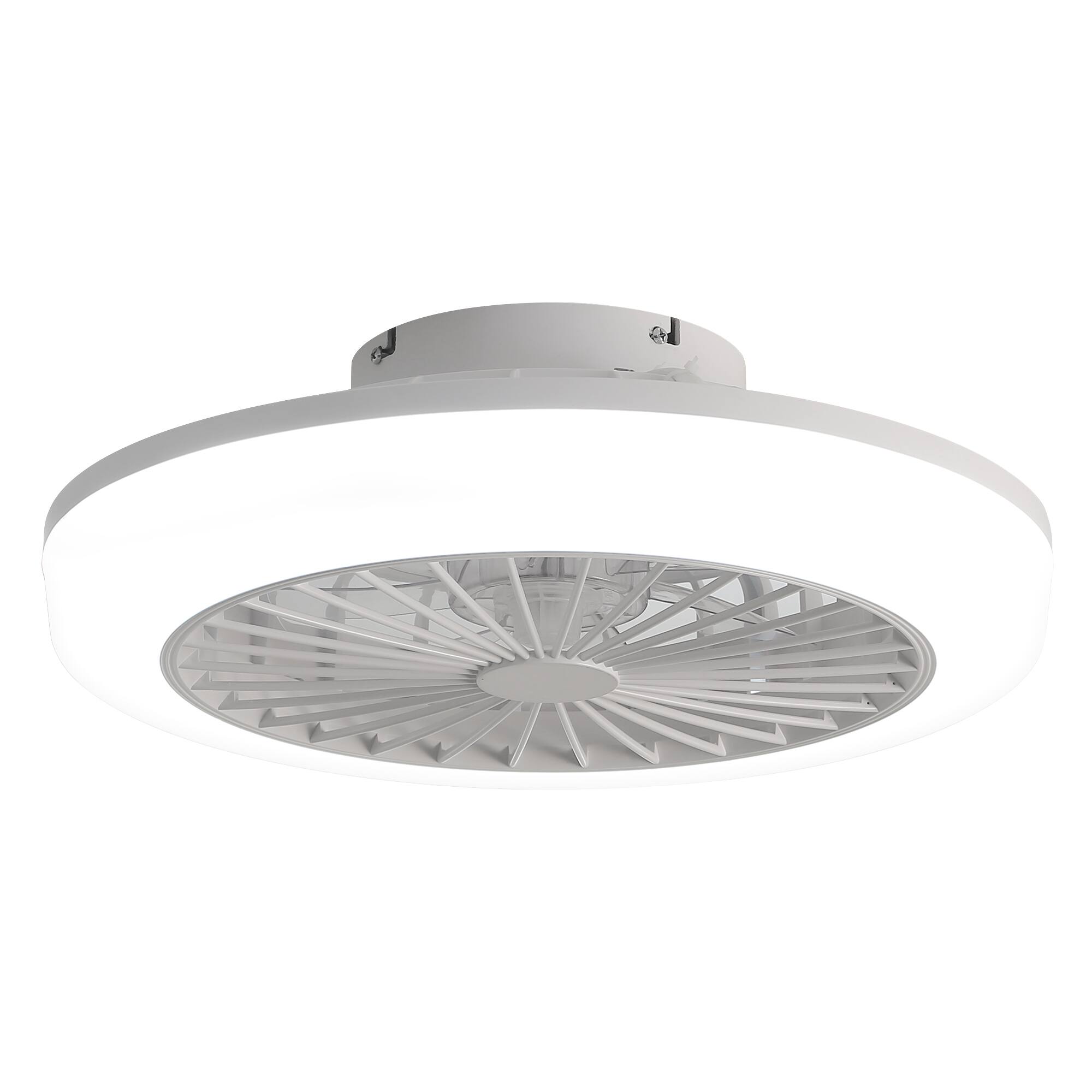 Angle. APRILSOUL - Modern Bladeless Reversible Ceiling Fan Light 3 Color Dimmable LED Quiet DC Motor - White.
