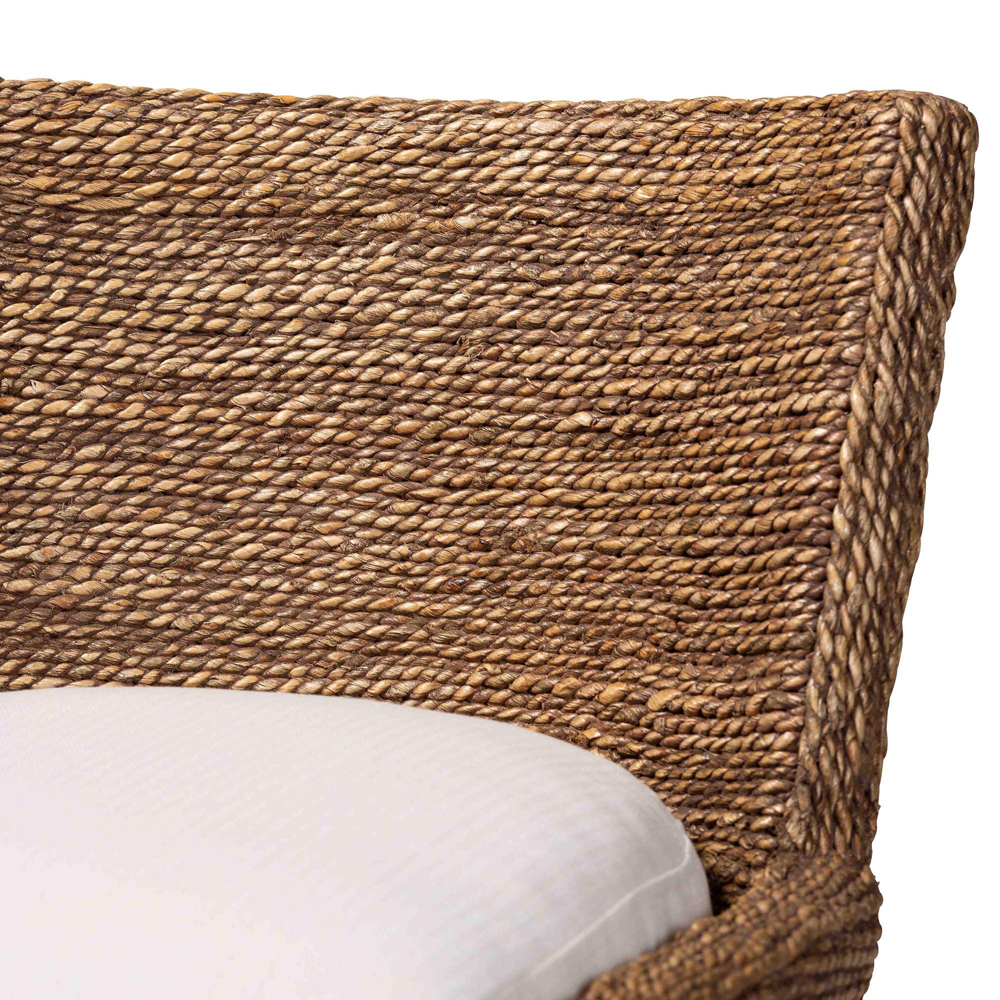 Alt View 1. bali & pari - Ridley Seagrass Counter Stool with Mahogany Wood Frame - Seating with Woven Square Back and Cushioned Seat - Brown Wash.