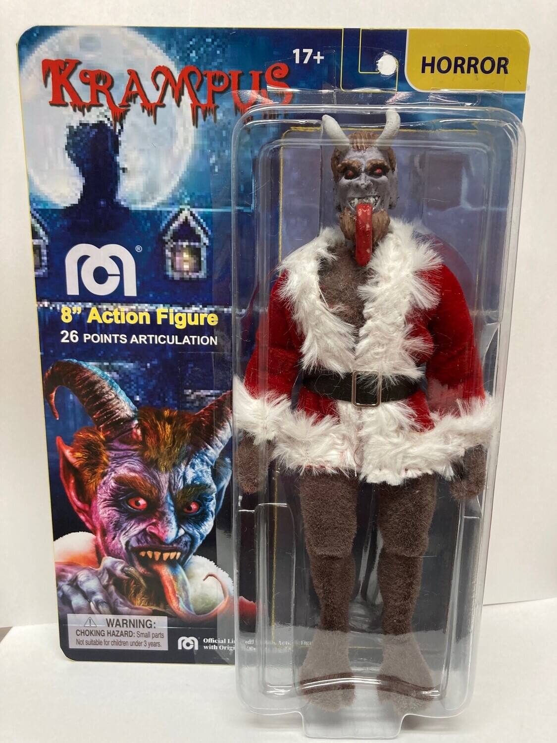 17+ KRAMPUS HORROR  
8" Action Figure  
26 POINTS ARTICULATION  
WARNING: CHOKING HAZARD: Small parts Not suitable for children under 3 years  
Official Li M 1 with Orig