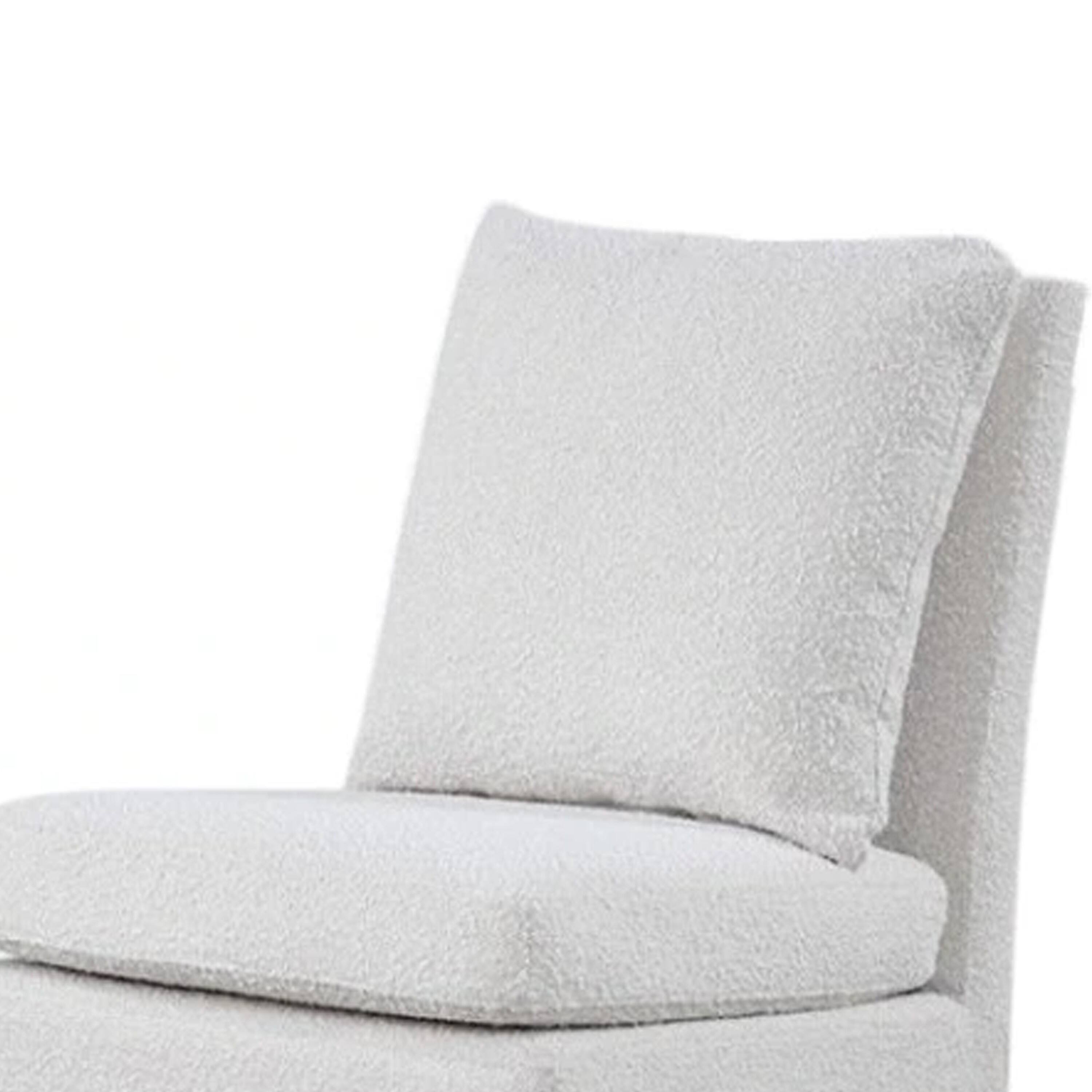 Alt View 2. Manhattan Lane - Ager Side Dining Chair with 6 Caster Wheels, Barrel Style, White Boucle - White.