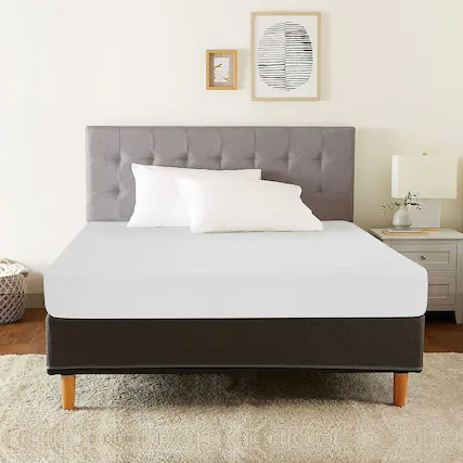 Front. Vaczon - 8" Queen Gel Memory Foam Mattress with Non-Slip Zippered Bottom Cover, Roll-In-a-Box - White.