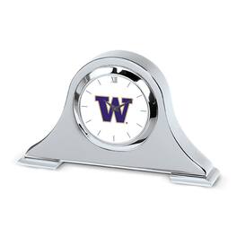 Jardine - Washington Huskies Primary Team Logo Napoleon Desk Clock - Silver