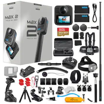 GoPro Max 2 TRUE 8K 360
Accessory Bundle
SanDisk Extreme 64GB U3 V30 A1
Diginerds