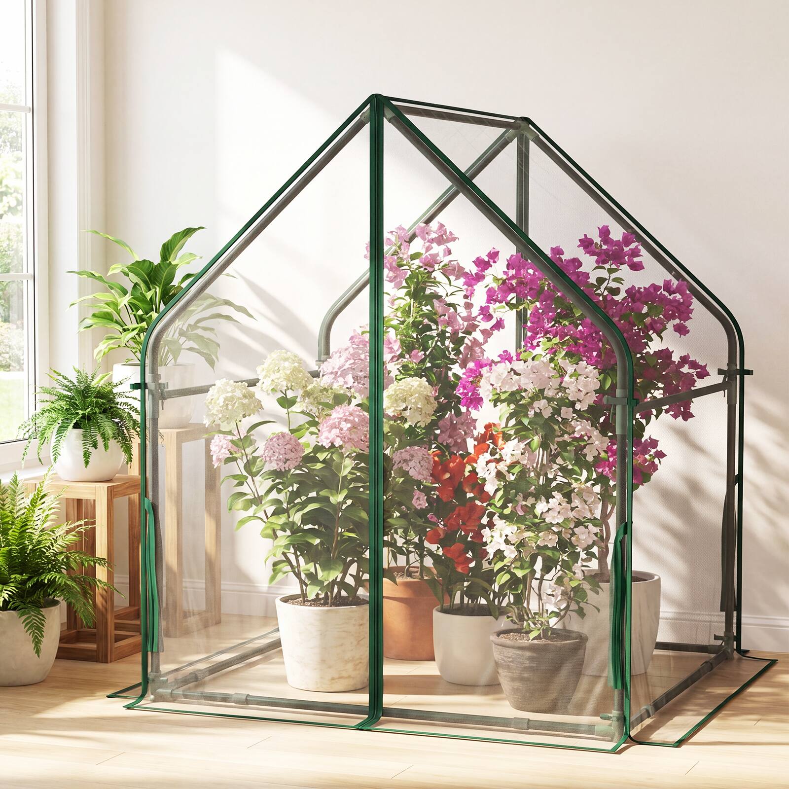 Alt View 4. Costway - Costway Mini Green House with Waterproof Bottom Mat, Outdoor Portable Green House - Clear.