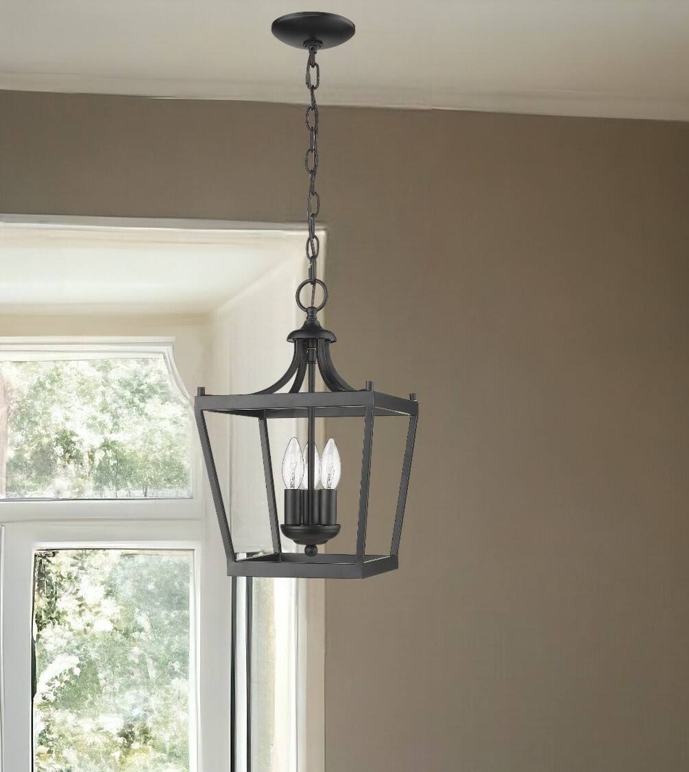 Angle. Hivvago - Hivvago Vintage Black Metal Tapered Hanging Light - Brown.