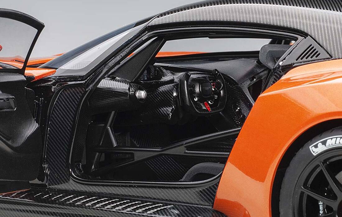 Alt View 2. Autoart - Aston Martin Vulcan Madagascar Orange with Carbon Top 1/18 Model Car by Autoart.