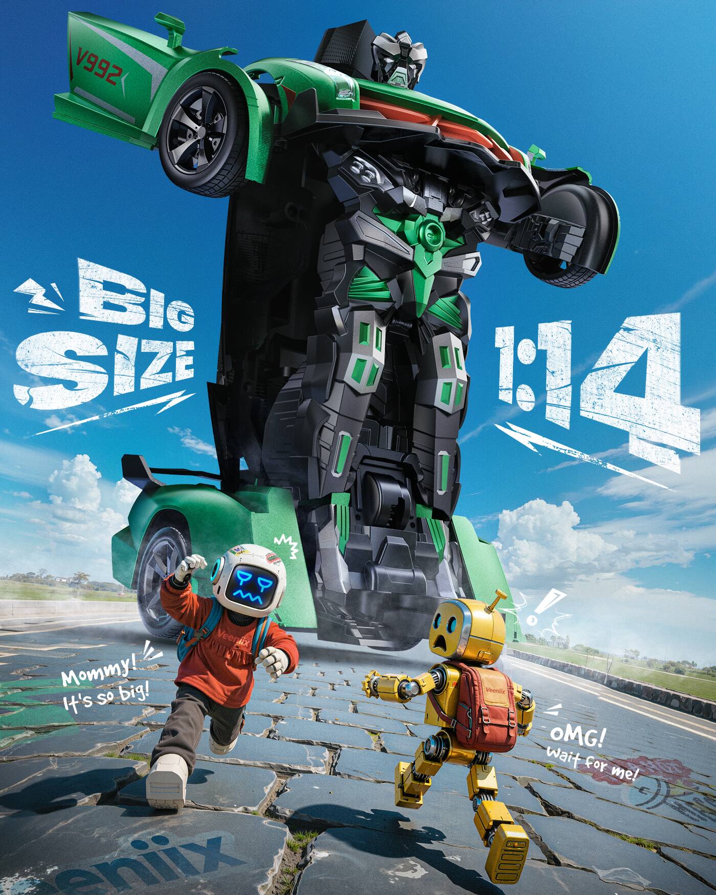 V992 BIG SIZE 1:14  
Veerx Mommy! It's so big!  
OMG! Wait for me!