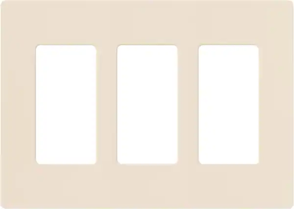 Front. Lutron - Claro 3-Gang Light Almond Wall Plate - Light Almond.