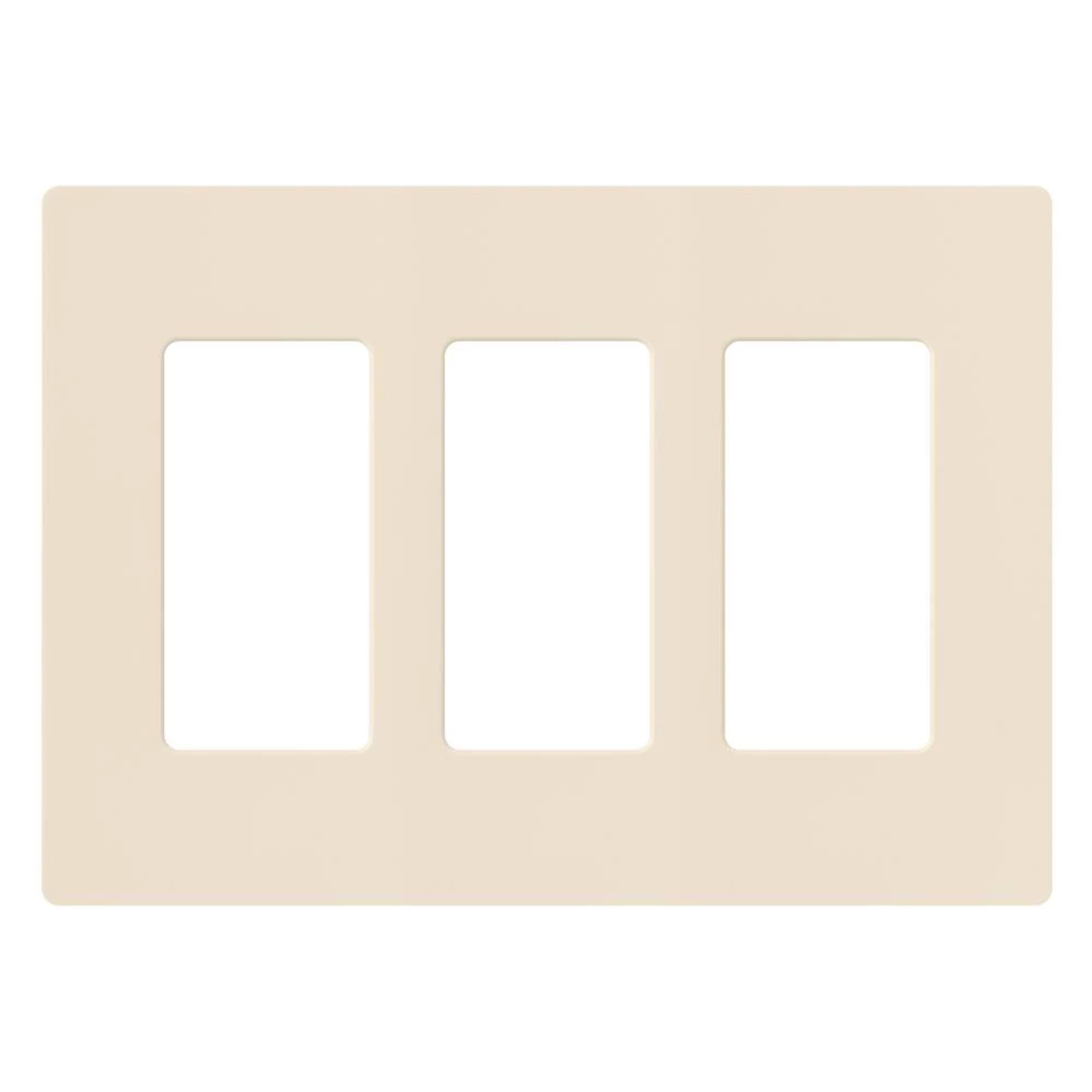 Front. Lutron - Claro 3-Gang Light Almond Wall Plate - Light Almond.