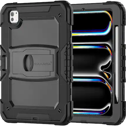 Front. SaharaCase - Raider Series Heavy-Duty Case for Apple iPad Pro (M4 2024/M5 2025) 13" - Scorpion Black.