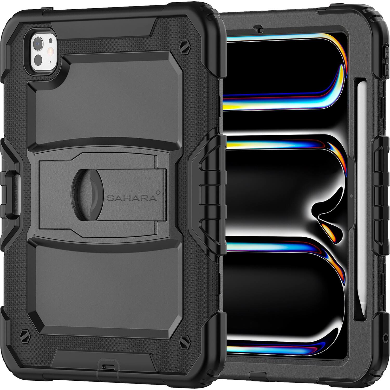 Front. SaharaCase - Raider Series Heavy-Duty Case for Apple iPad Pro (M4 2024/M5 2025) 13" - Scorpion Black.