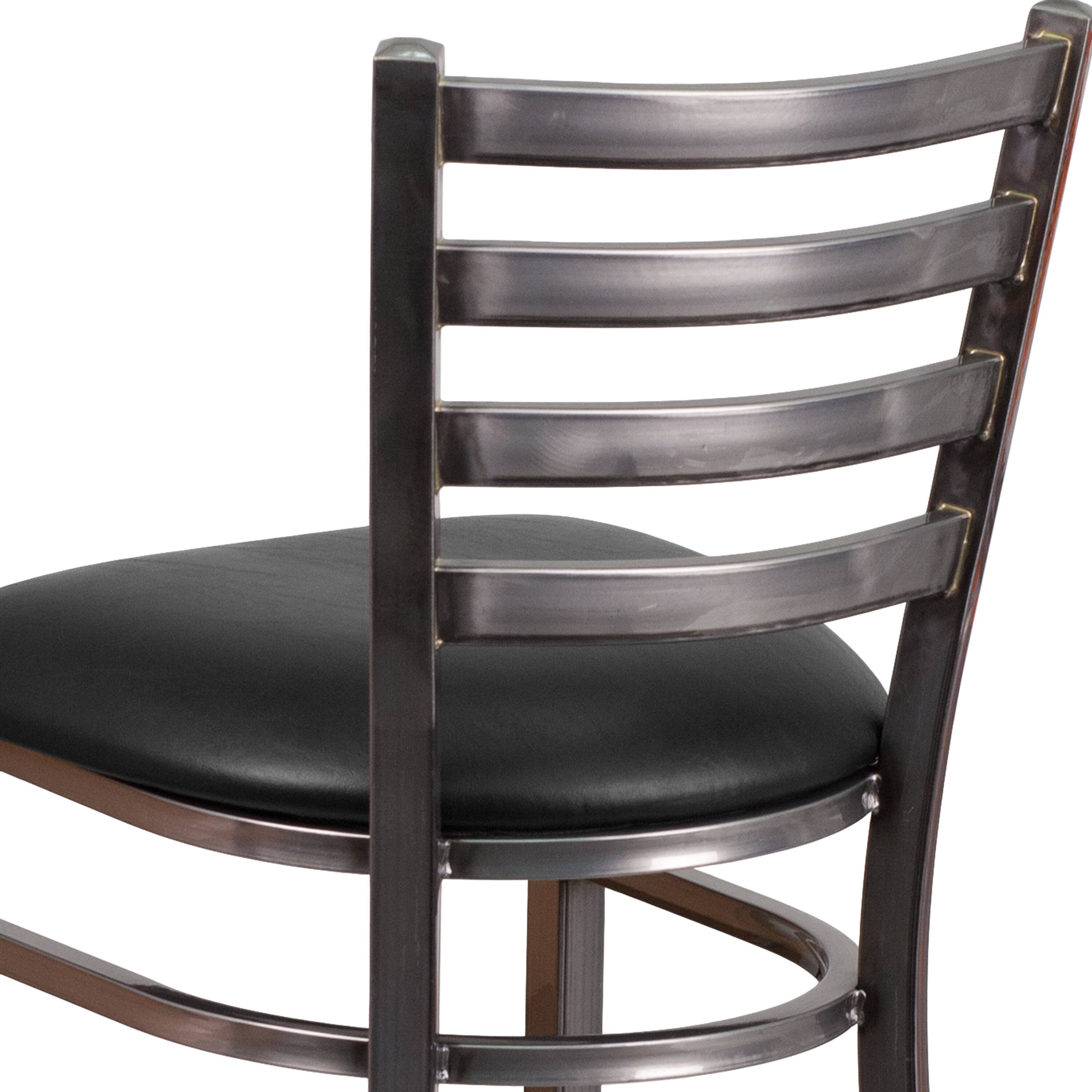 Alt View 9. Emma + Oliver - 2 Pack Clear Coated Ladder Back Metal Restaurant Barstool - Black Vinyl Seat/Clear Coated Metal Frame.