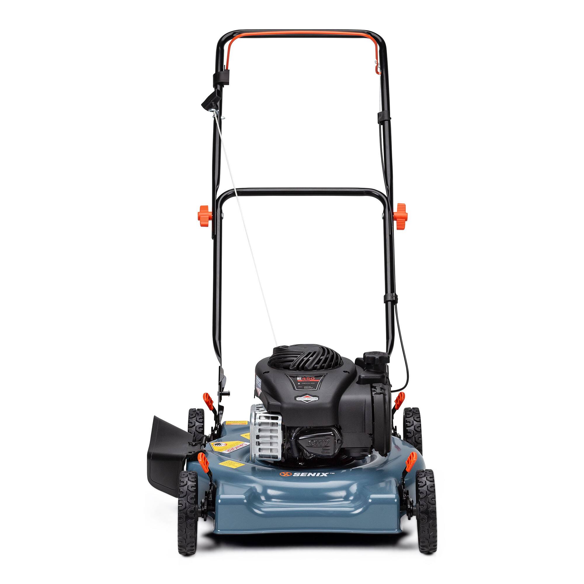 Alt View 6. SENIX - 20" 125cc 4-Cycle Briggs & Stratton Engine Gas Push Lawn Mower with Side Discharge - Blue.