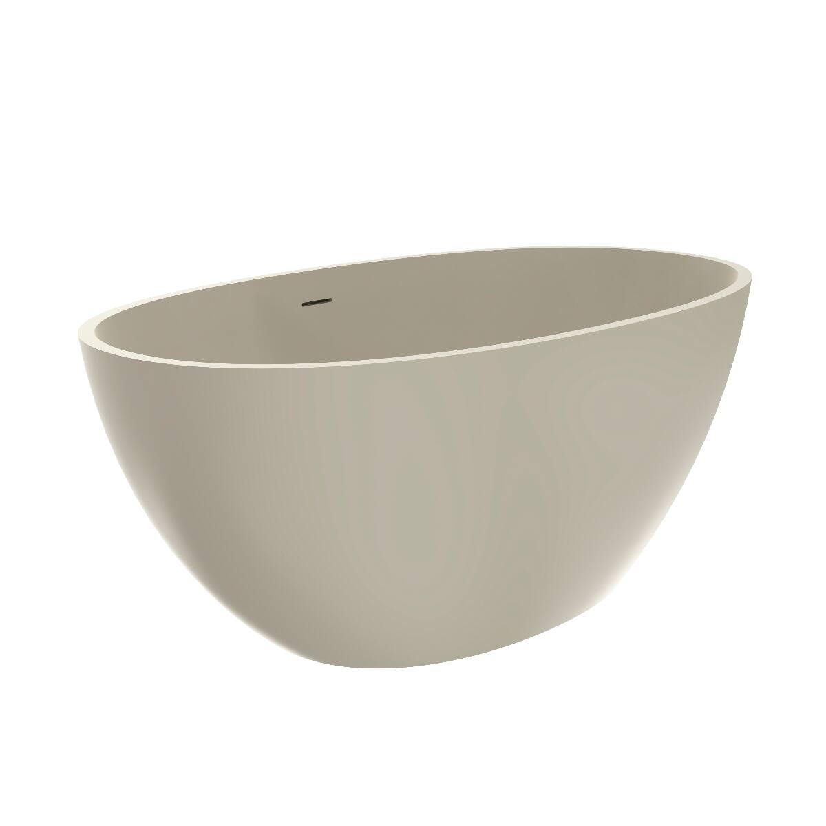 Alt View 2. Loheer - Loheer 55 Inch Freestanding Solid Surface Soaking Bathtub Matte Light Beige Oval Center Drain - Light beige.