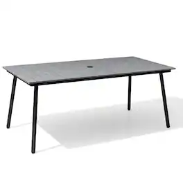 Crestlive Products - Outdoor Patio Dining Table with Wood-Like Top and Aluminum Frame - Gray
